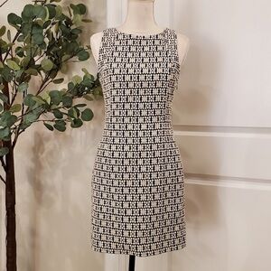 Banana Republic Navy Cream Patterned Jacquard Dress Size 6P